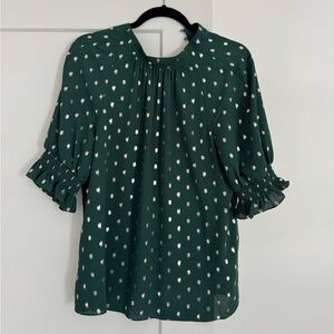 TED BAKER LONDON Puff Sleeve Foil Dot Top